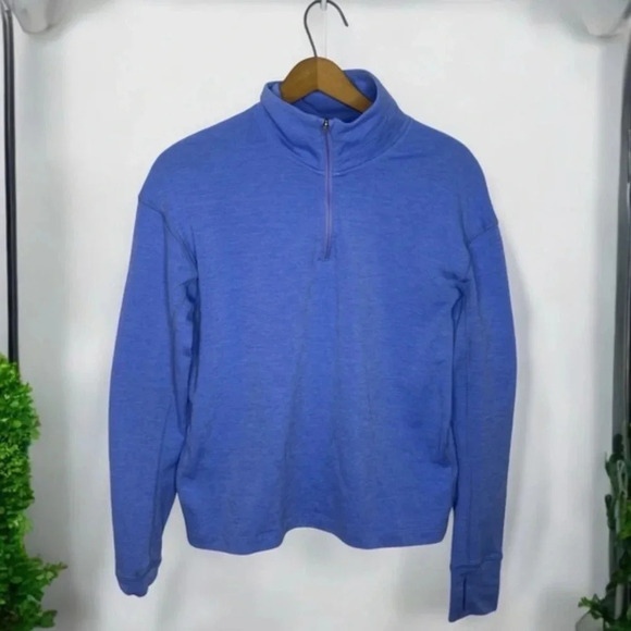 OUTDOOR VOICES 1/4 Zip Popover Funnel Neck Thumbhole Therma Long Sleeve Top - Picture 9 of 9